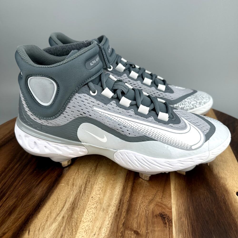 Nike Alpha Huarache Elite 4 Mid Men's Size 8 Gray Baseball Cleats DJ6520-012